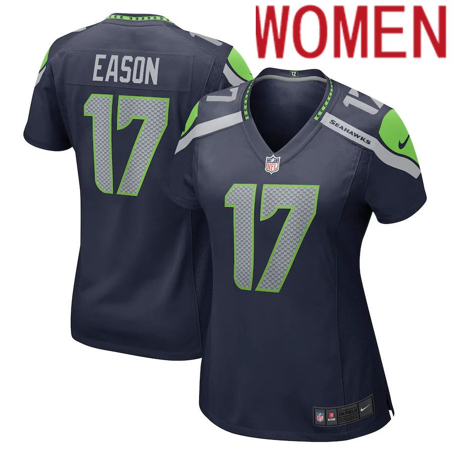 Women Seattle Seahawks #17 Jacob Eason Nike College Navy Game NFL Jersey->women nfl jersey->Women Jersey